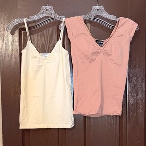 bebe Cream and Pink Camisole Set